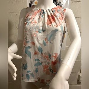 CALVIN KLEIN Womens Orange and Blue floral design! Size S!